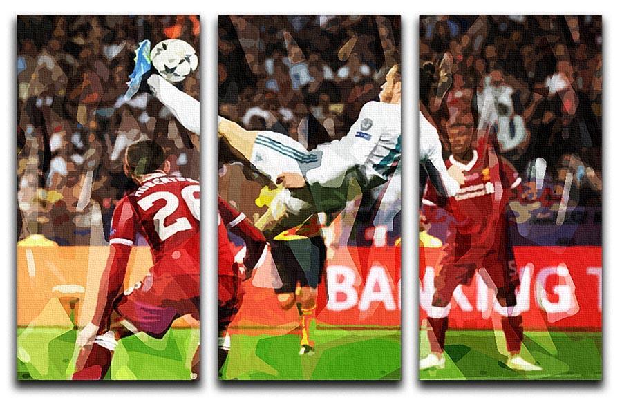 Gareth Bale Overhead Kick 3 Split Panel Canvas Print - Canvas Art Rocks - 1
