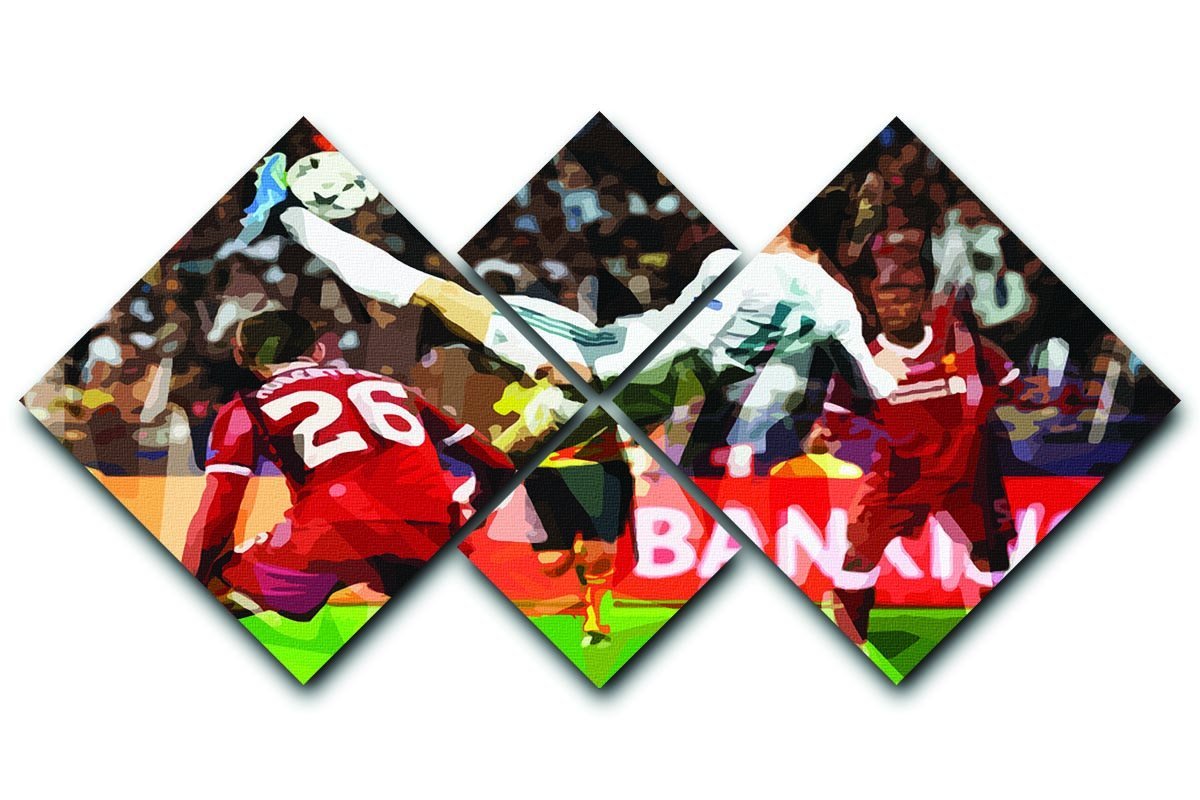 Gareth Bale Overhead Kick 4 Square Multi Panel Canvas  - Canvas Art Rocks - 1