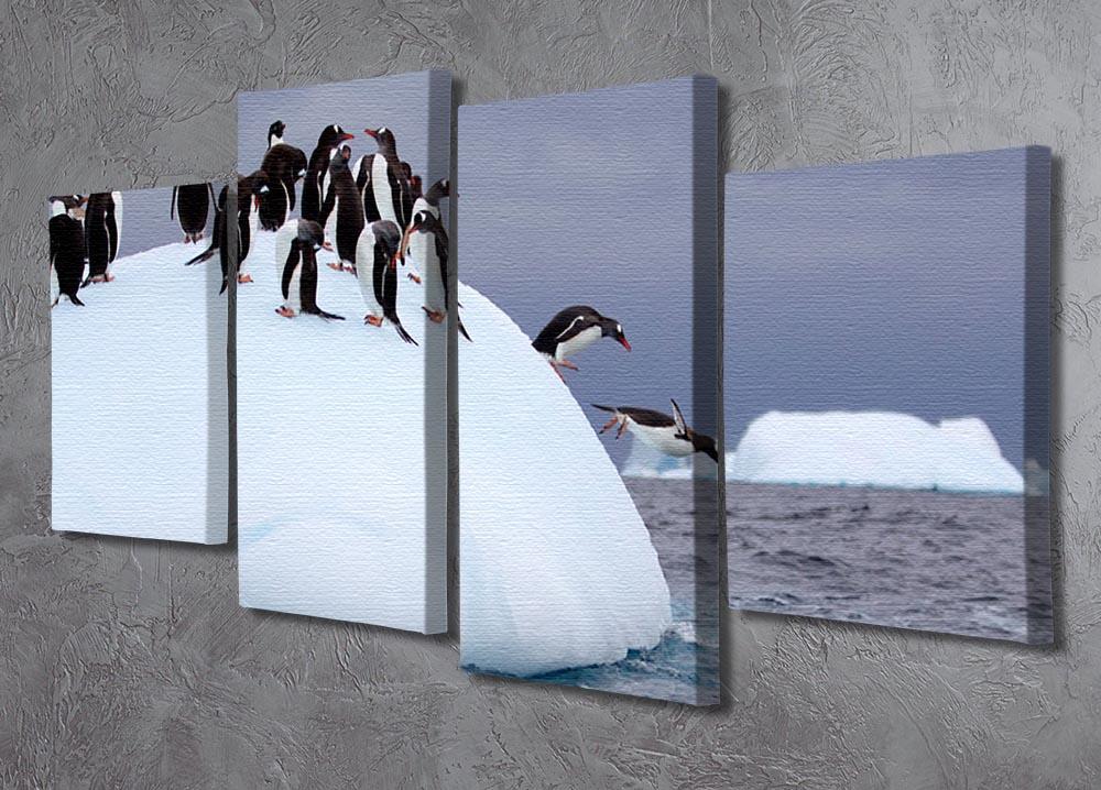Gentoo penguin jumping into water 4 Split Panel Canvas - Canvas Art Rocks - 2