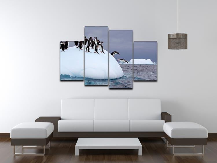 Gentoo penguin jumping into water 4 Split Panel Canvas - Canvas Art Rocks - 3
