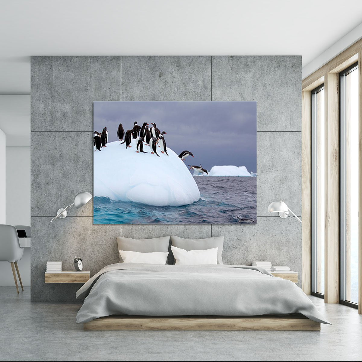 Gentoo penguin jumping into water Canvas Print or Poster