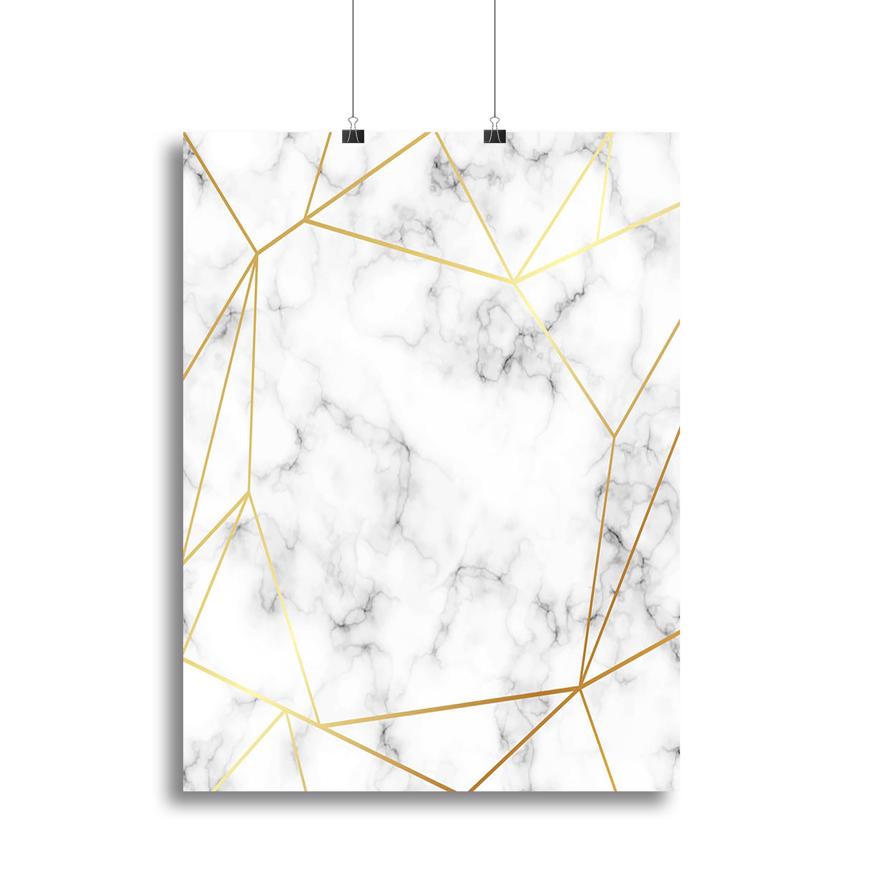 Geometric Gold Patterned Marble Canvas Print or Poster