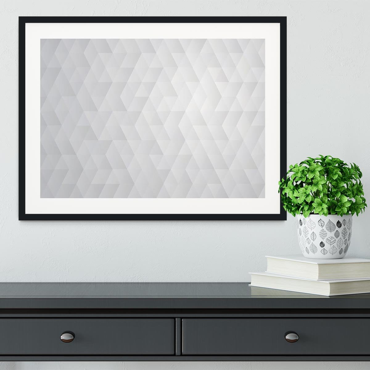 Geometric style abstract grey Framed Print - Canvas Art Rocks - 1