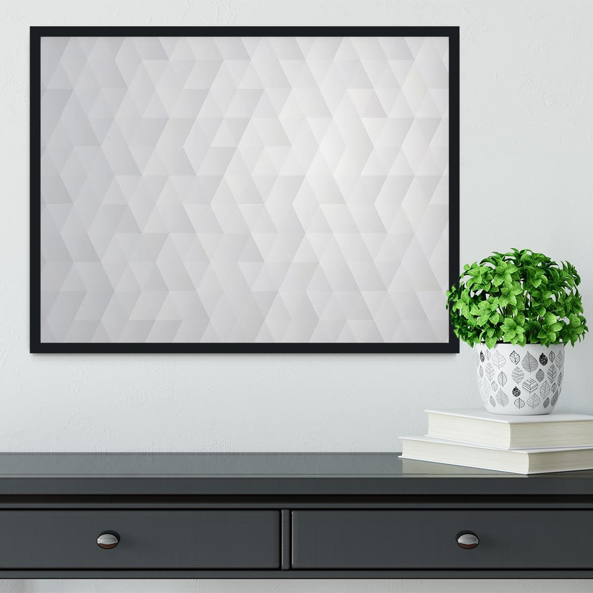 Geometric style abstract grey Framed Print - Canvas Art Rocks - 2