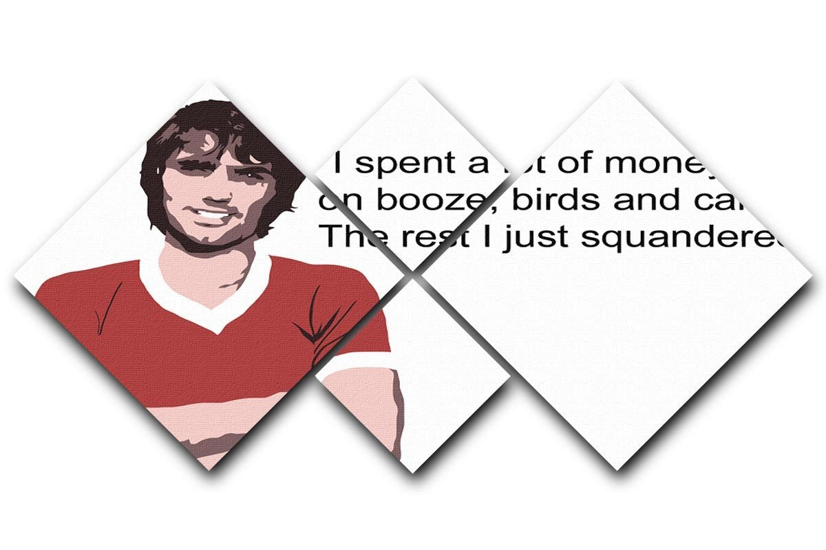 George Best Booze Birds and Cars 4 Square Multi Panel Canvas  - Canvas Art Rocks - 1