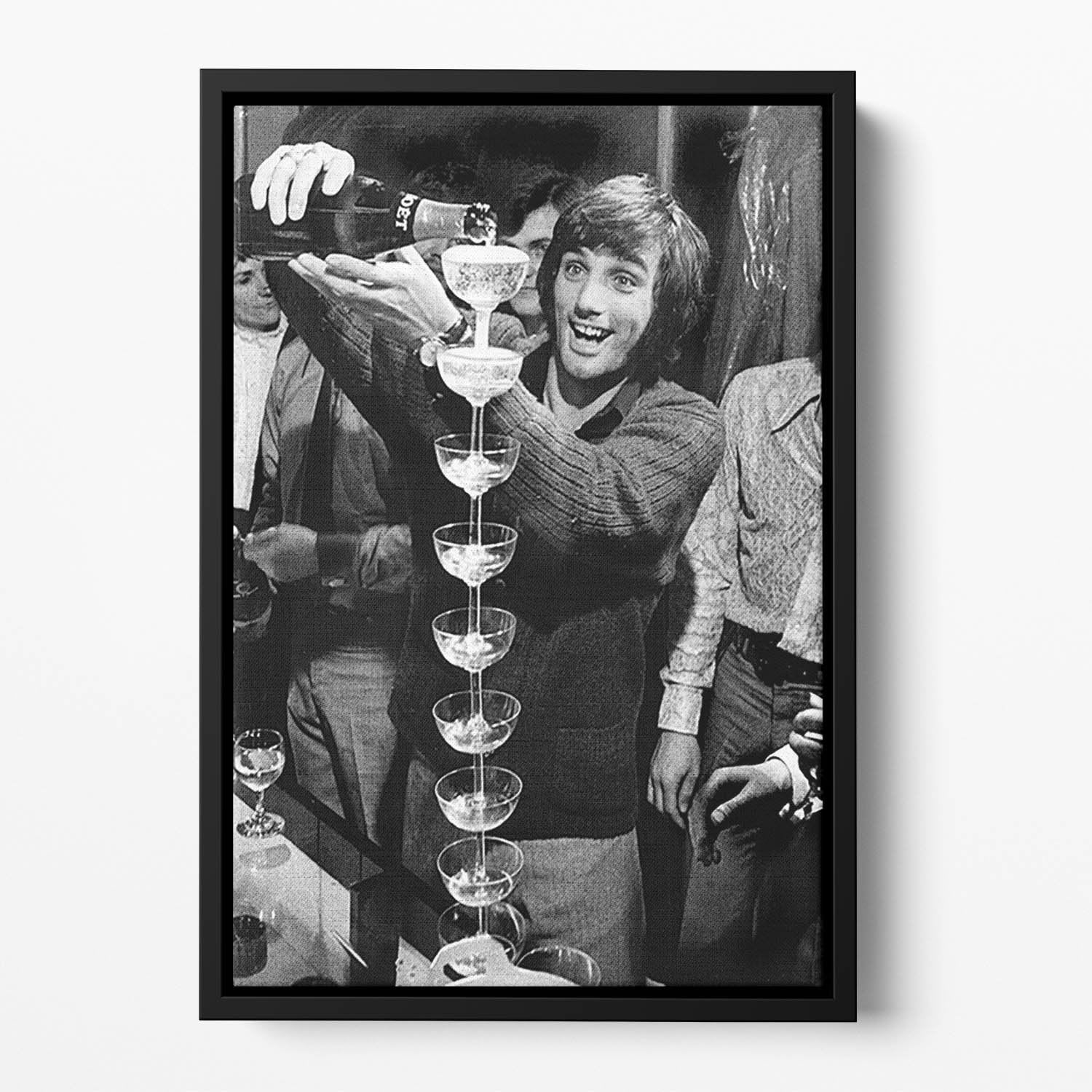 George Best pouring champagne Floating Framed Canvas