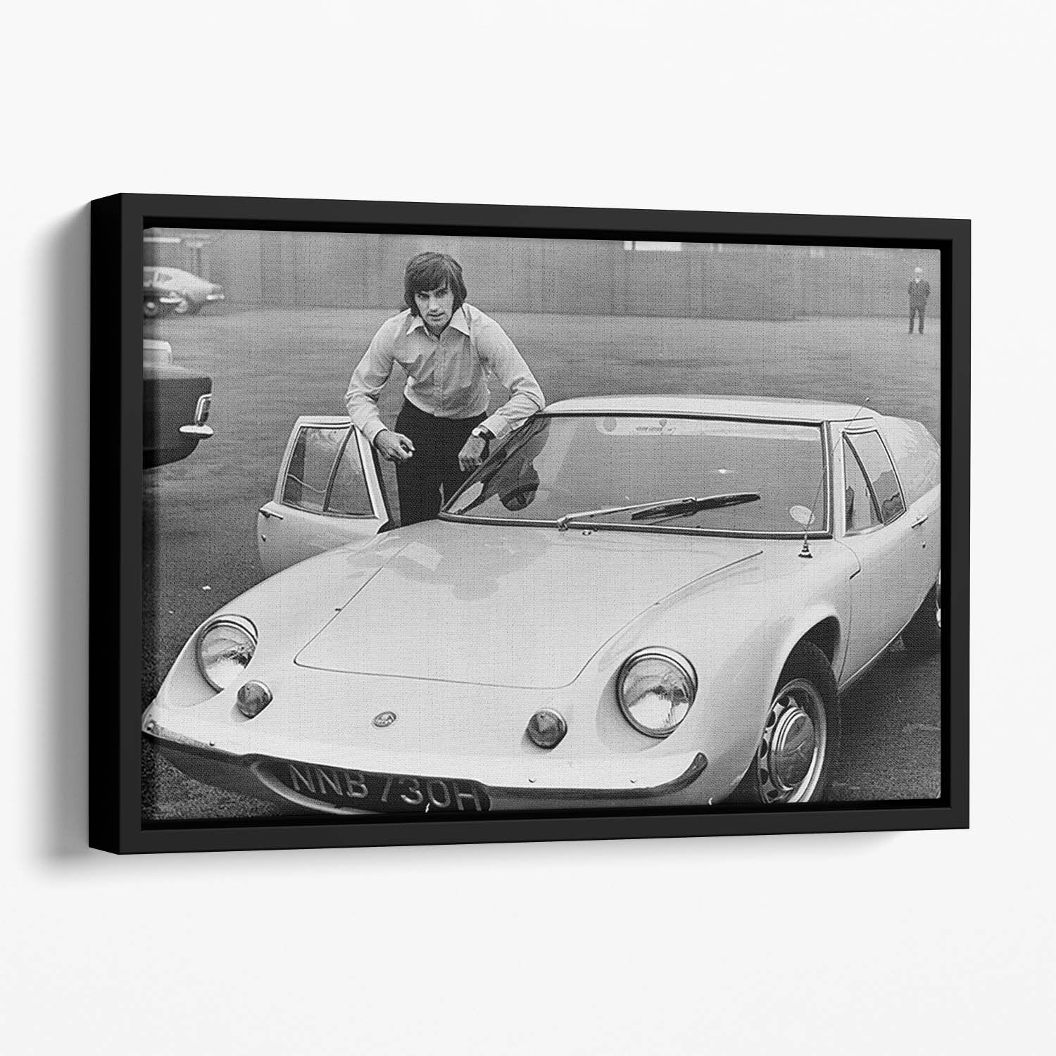 George Best with his Lotus Europa Floating Framed Canvas