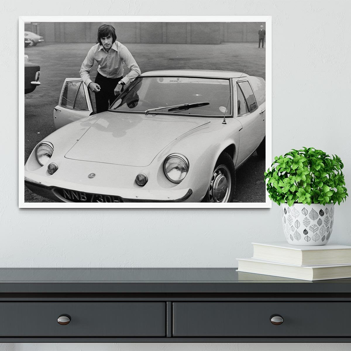 George Best with his Lotus Europa Framed Print - Canvas Art Rocks -6