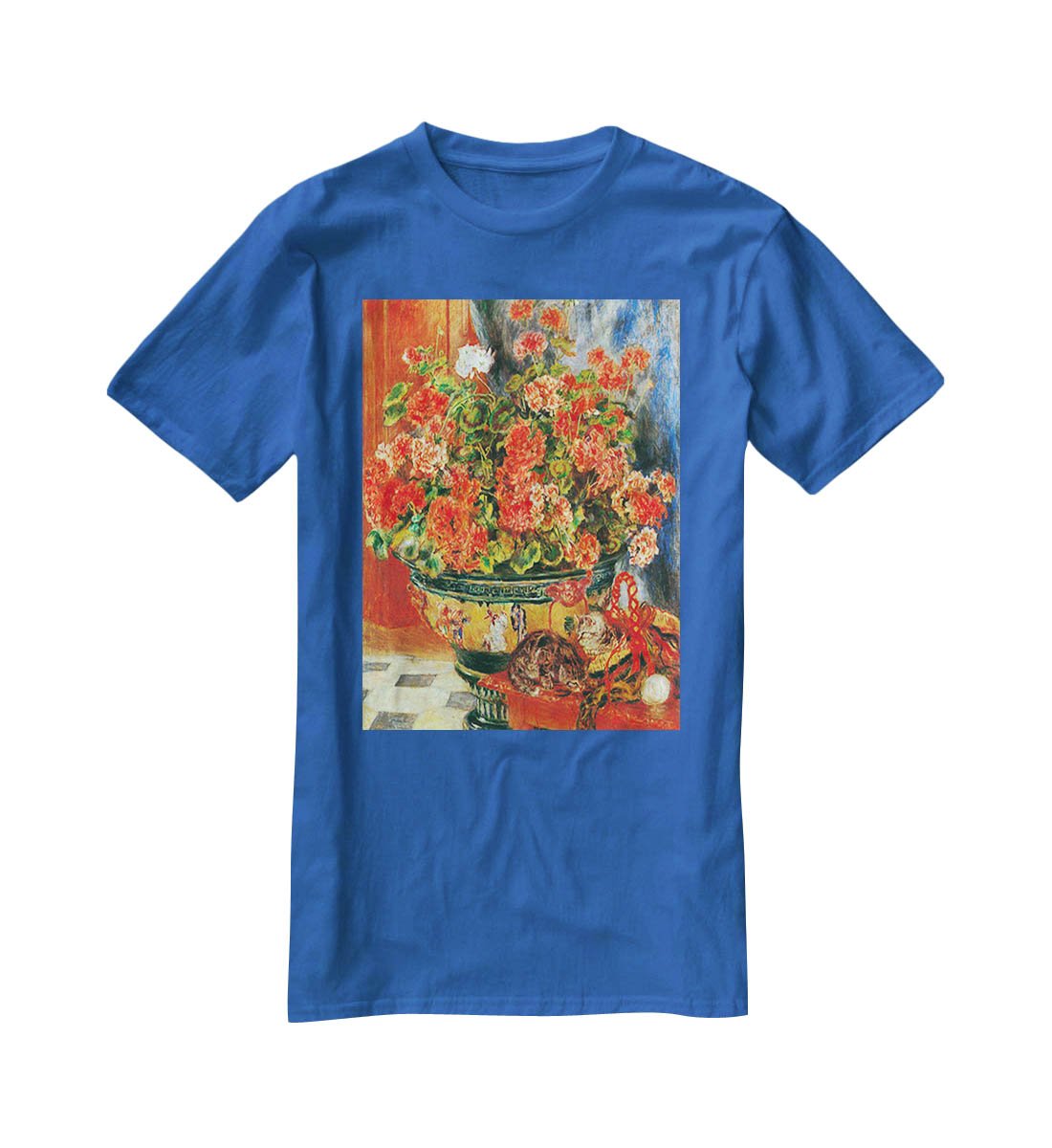 Geraniums and cats by Renoir T-Shirt - Canvas Art Rocks - 2