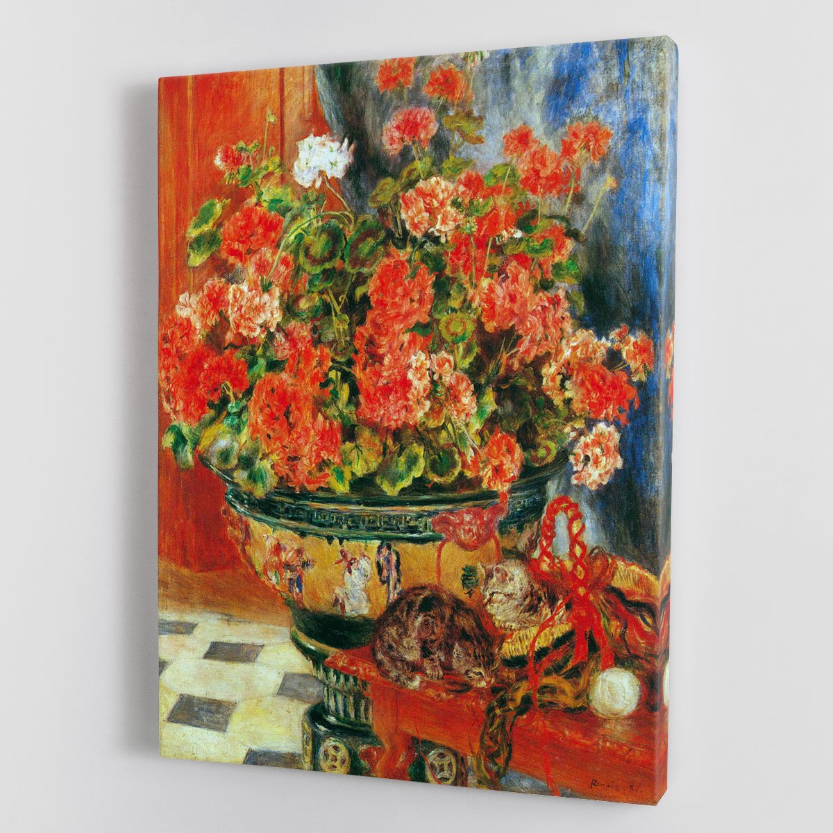 Geraniums and cats by Renoir Canvas Print or Poster