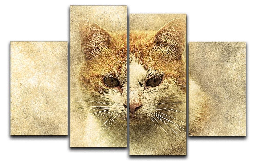 Ginger Cat Painting 4 Split Panel Canvas  - Canvas Art Rocks - 1