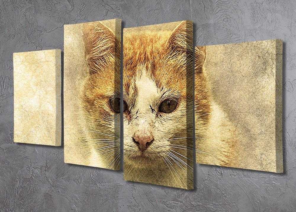 Ginger Cat Painting 4 Split Panel Canvas - Canvas Art Rocks - 2