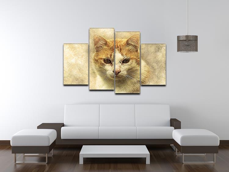 Ginger Cat Painting 4 Split Panel Canvas - Canvas Art Rocks - 3