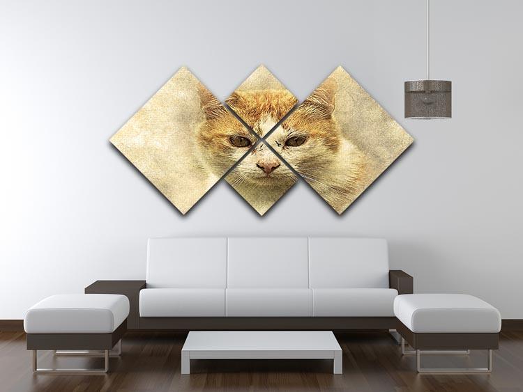 Ginger Cat Painting 4 Square Multi Panel Canvas - Canvas Art Rocks - 3