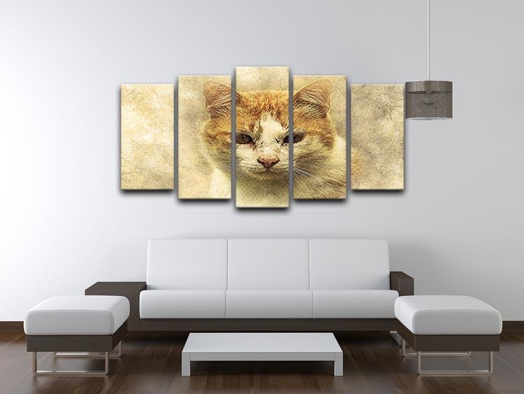 Ginger Cat Painting 5 Split Panel Canvas - Canvas Art Rocks - 3