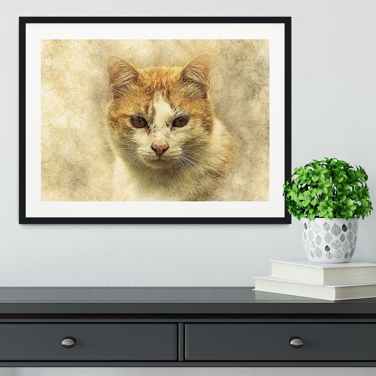 Ginger Cat Painting Framed Print - Canvas Art Rocks - 1