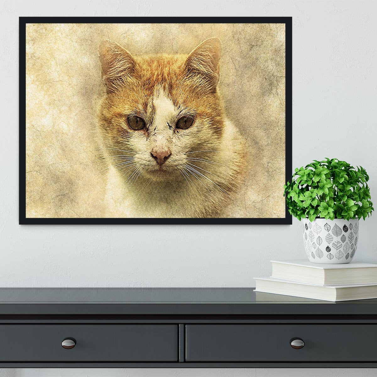 Ginger Cat Painting Framed Print - Canvas Art Rocks - 2