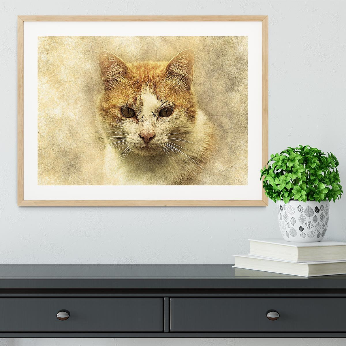 Ginger Cat Painting Framed Print - Canvas Art Rocks - 3