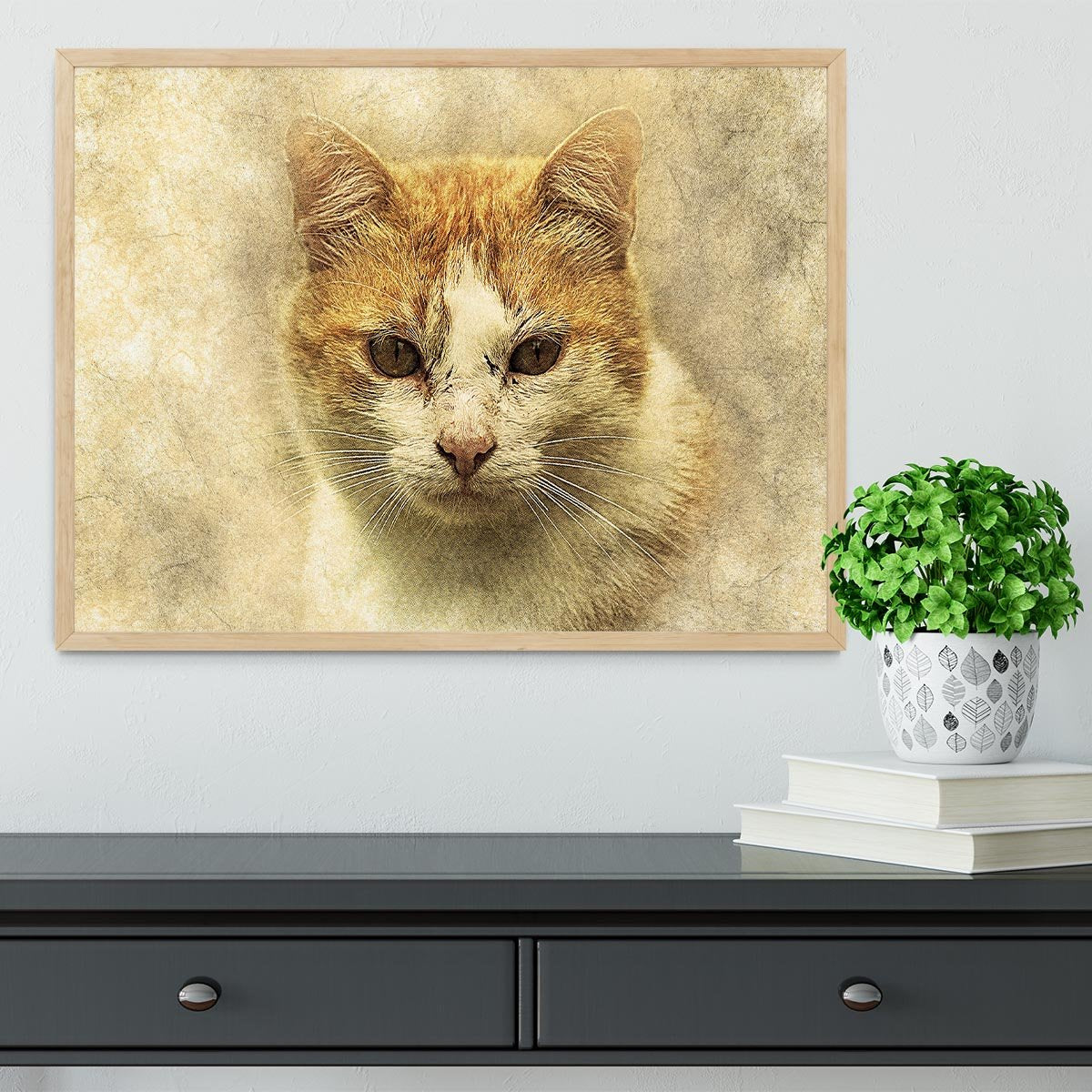 Ginger Cat Painting Framed Print - Canvas Art Rocks - 4