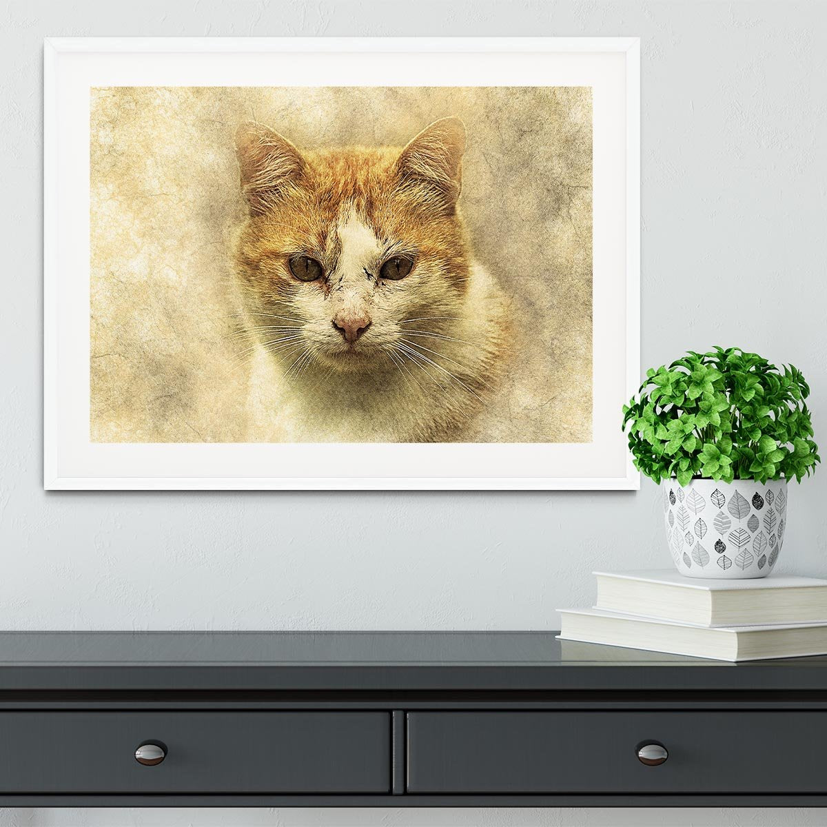 Ginger Cat Painting Framed Print - Canvas Art Rocks - 5