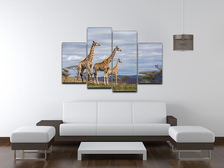 Giraffes in south africa game reserve 4 Split Panel Canvas - Canvas Art Rocks - 3