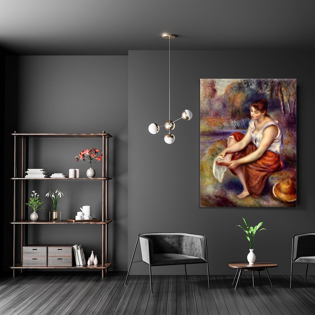 Girl dryes her feet by Renoir Canvas Print or Poster