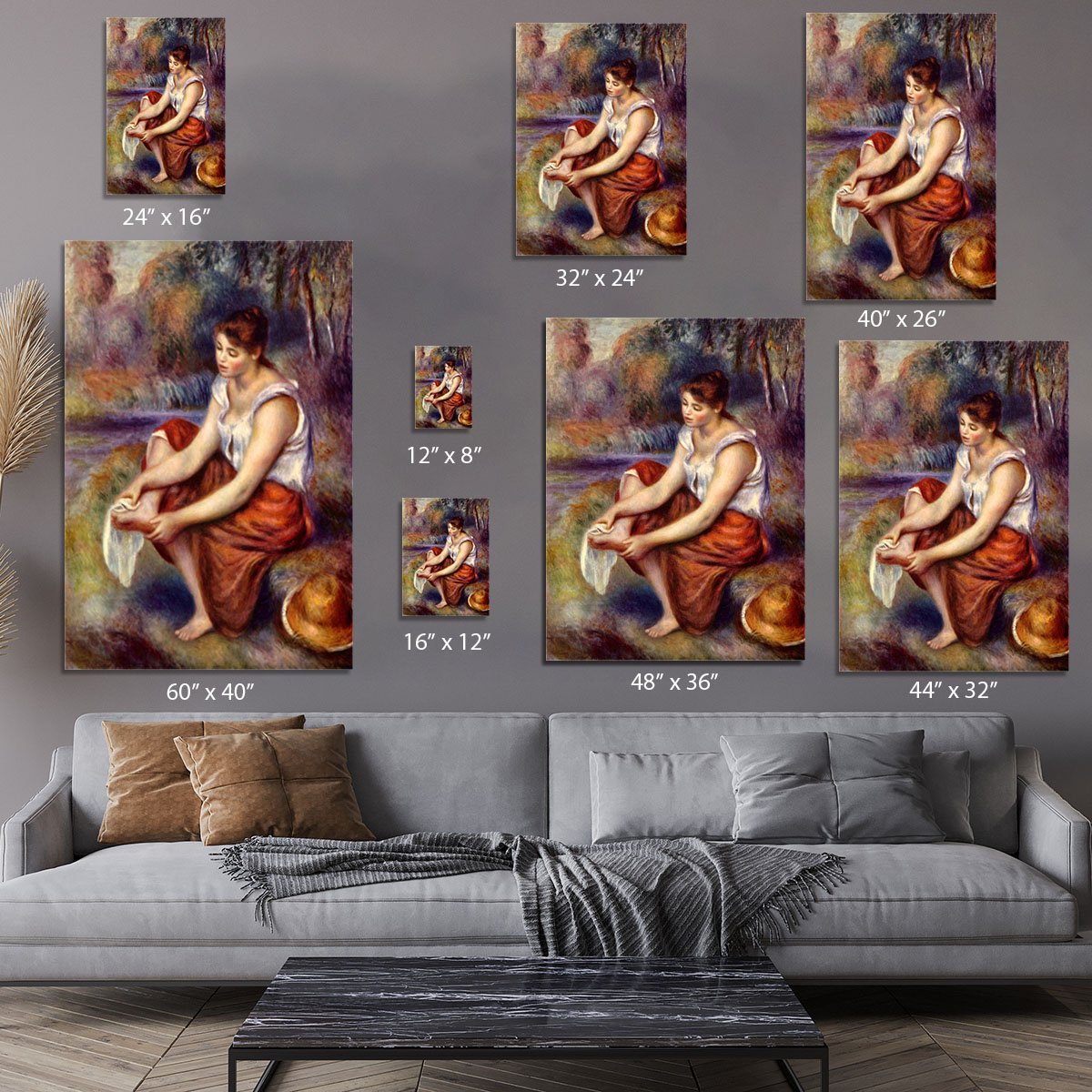 Girl dryes her feet by Renoir Canvas Print or Poster