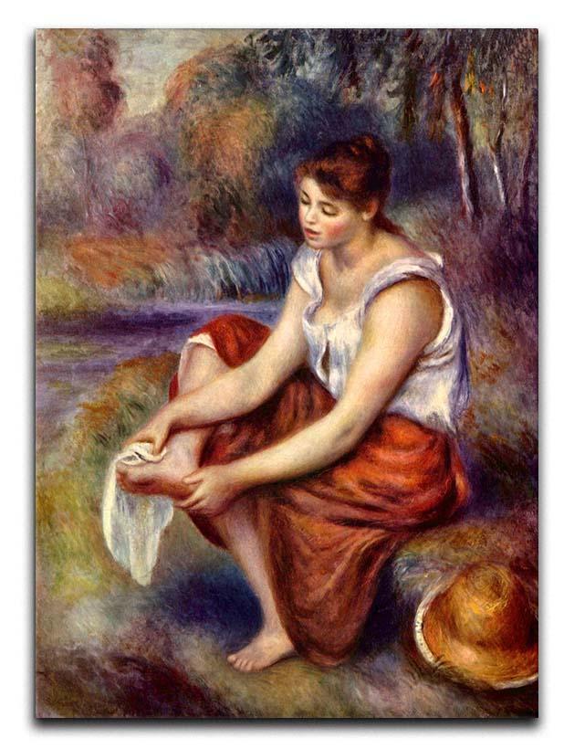 Girl dryes her feet by Renoir Canvas Print or Poster  - Canvas Art Rocks - 1