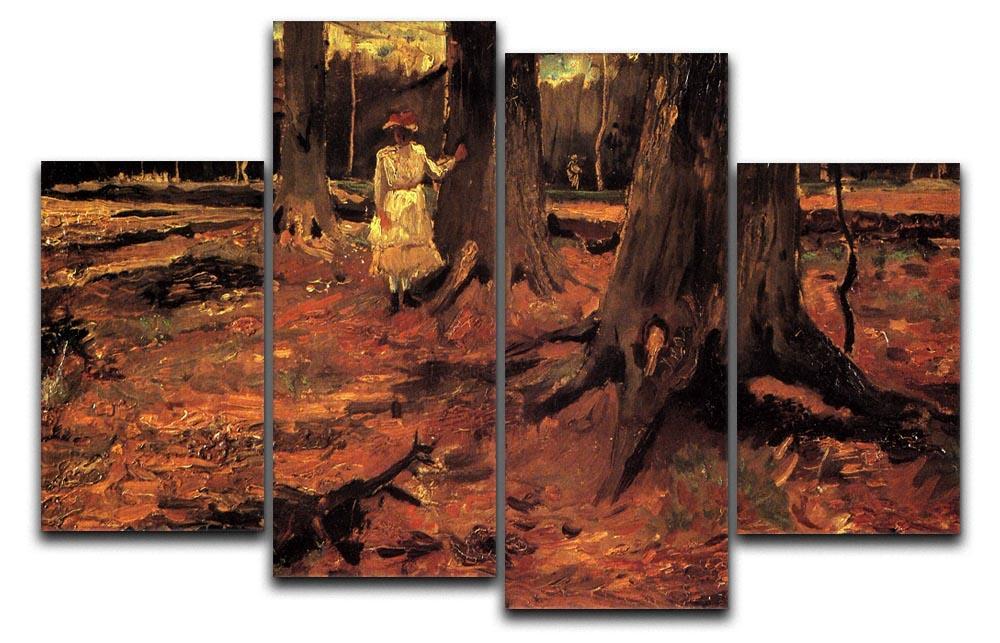 Girl in White in the Woods by Van Gogh 4 Split Panel Canvas  - Canvas Art Rocks - 1
