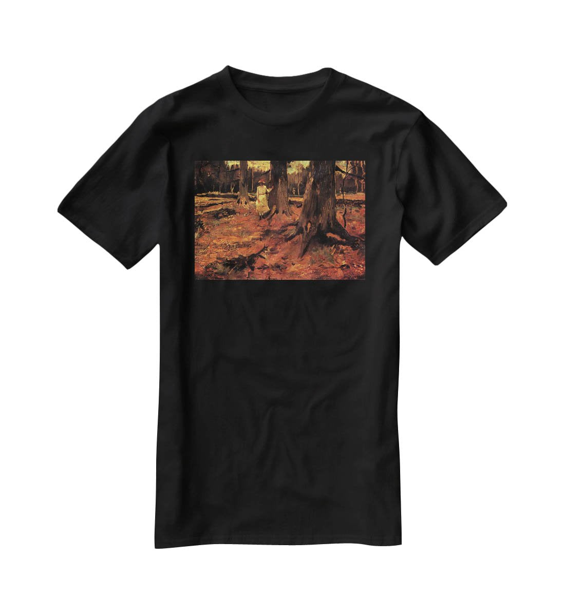 Girl in White in the Woods by Van Gogh T-Shirt - Canvas Art Rocks - 1