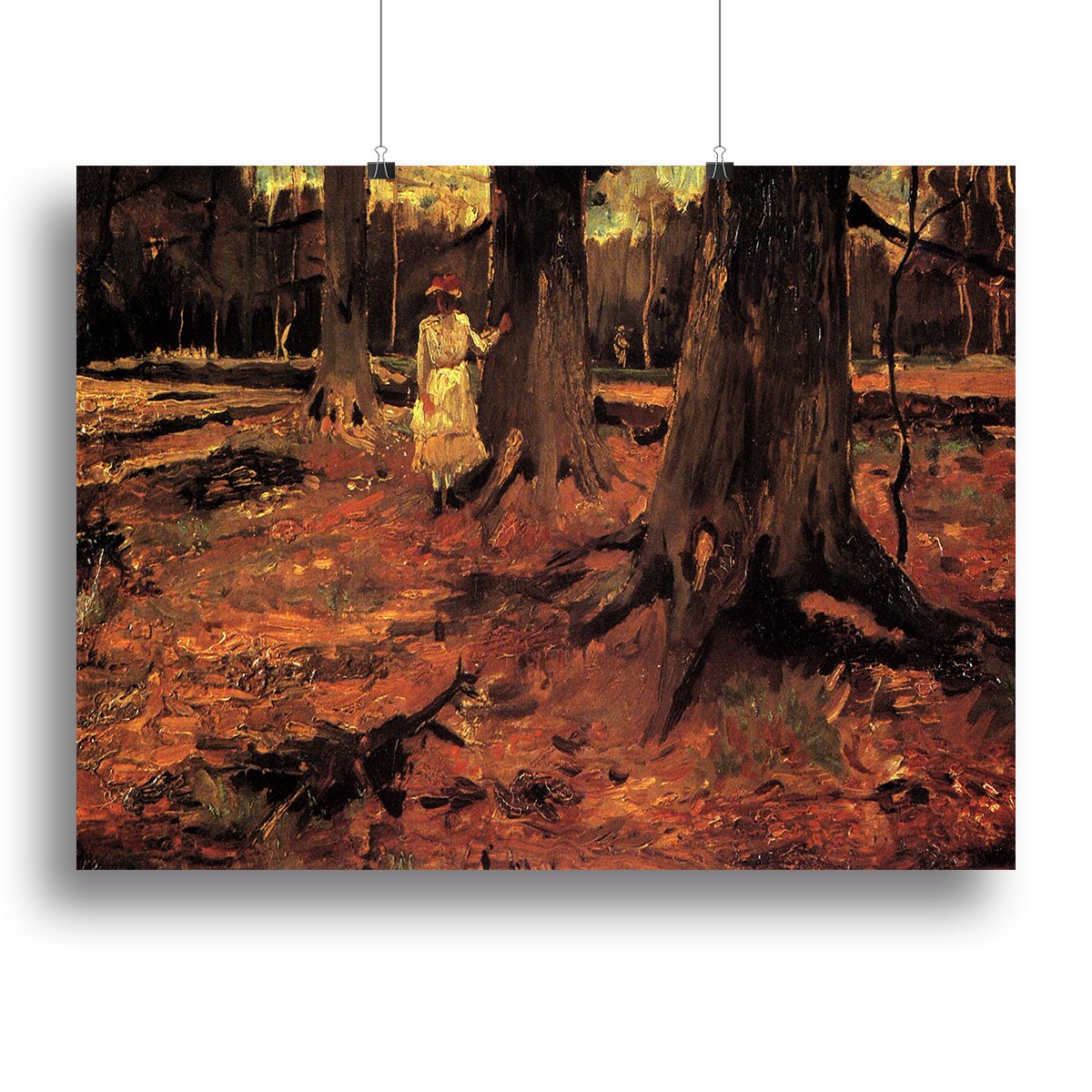 Girl in White in the Woods by Van Gogh Canvas Print or Poster