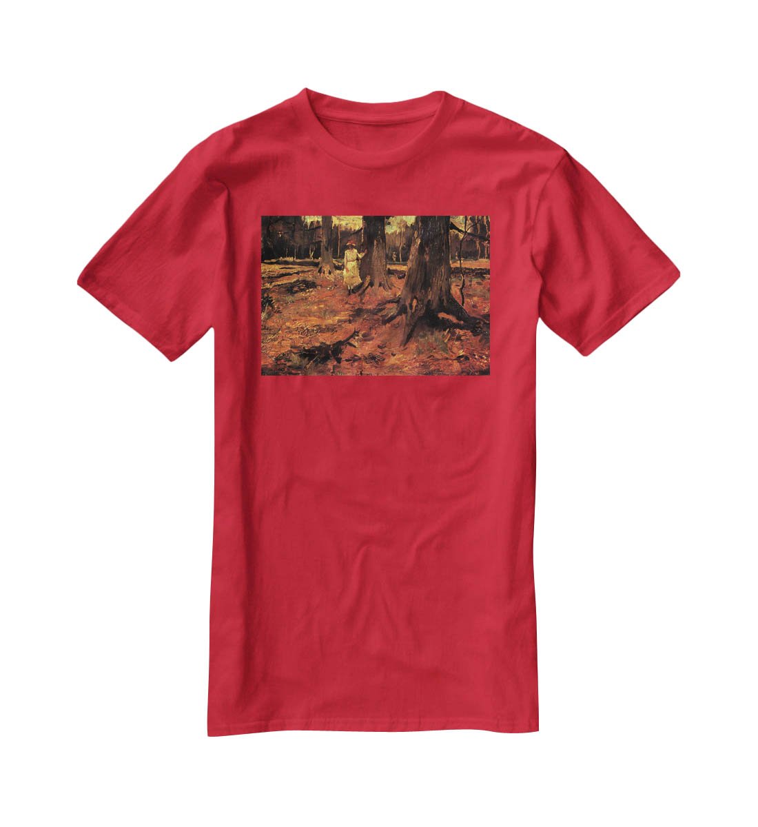 Girl in White in the Woods by Van Gogh T-Shirt - Canvas Art Rocks - 4