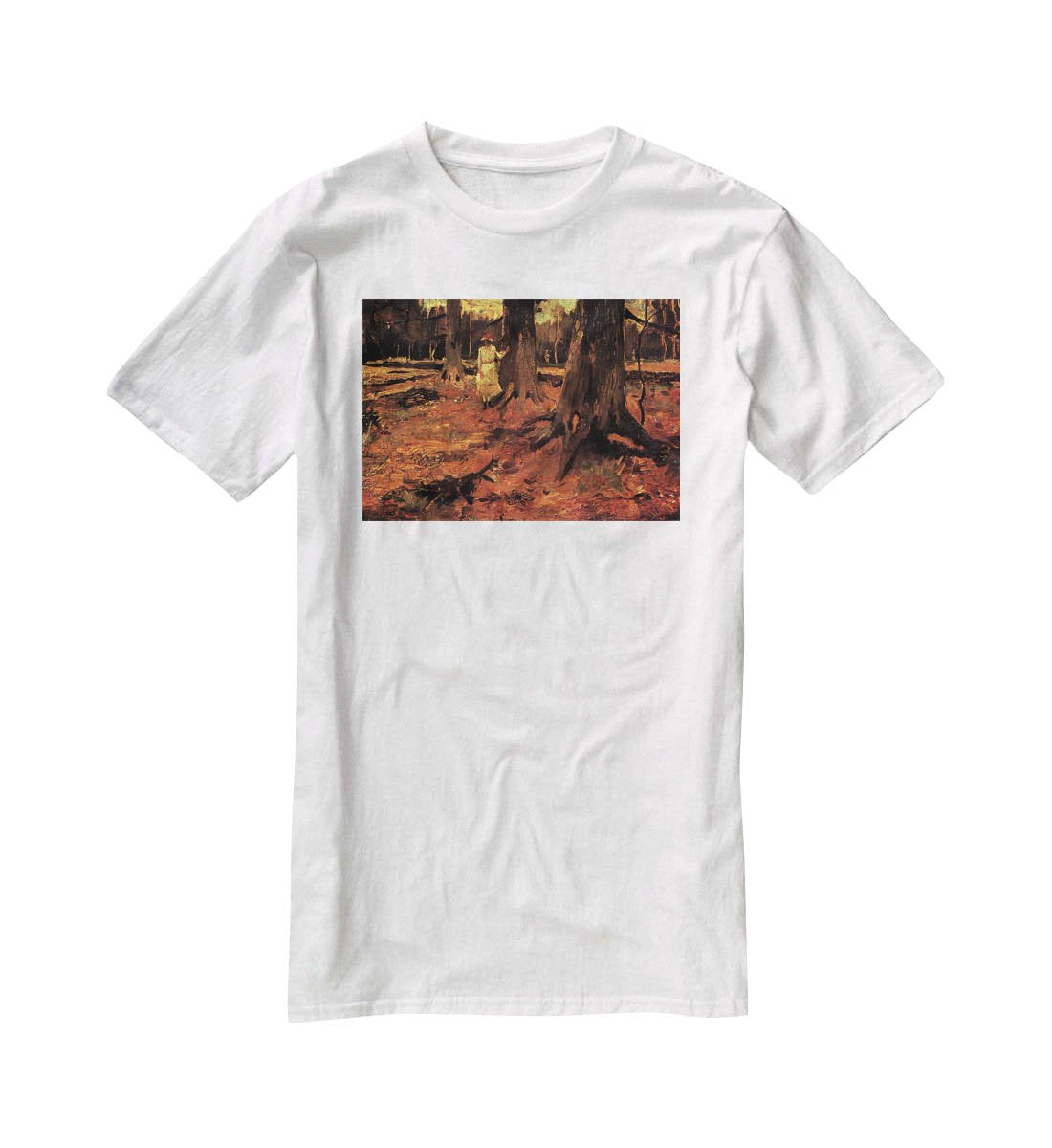 Girl in White in the Woods by Van Gogh T-Shirt - Canvas Art Rocks - 5