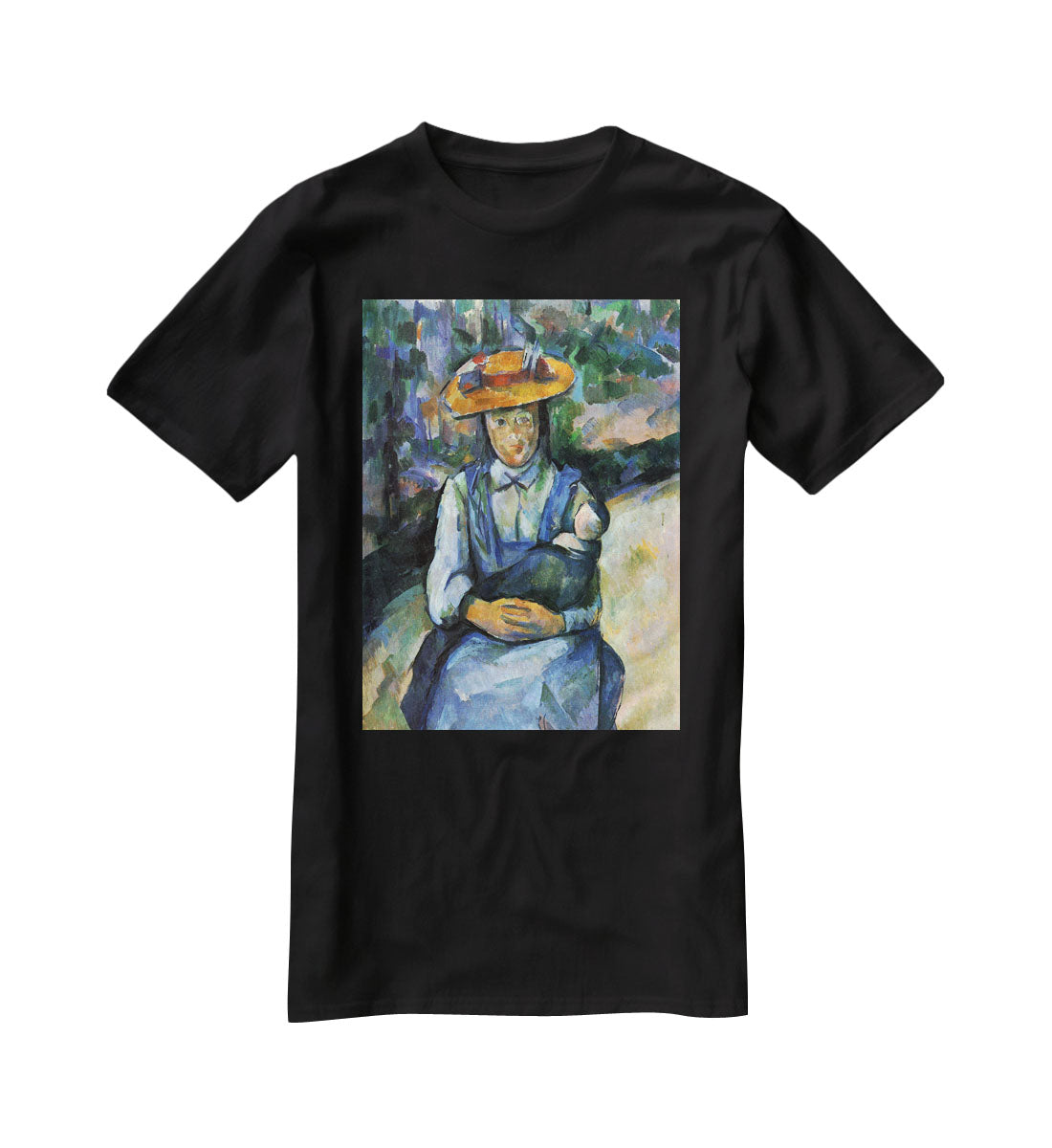 Girl with Doll by Cezanne T-Shirt - Canvas Art Rocks - 1