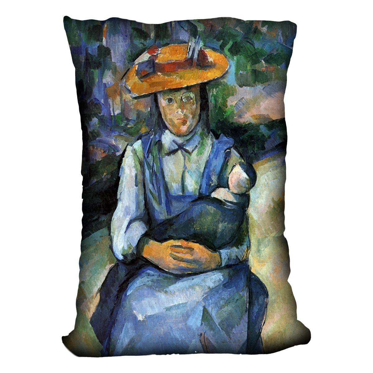 Girl with Doll by Cezanne Cushion - Canvas Art Rocks - 4