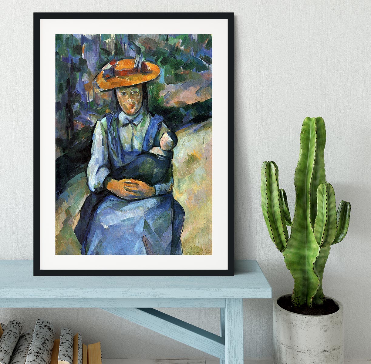 Girl with Doll by Cezanne Framed Print - Canvas Art Rocks - 1