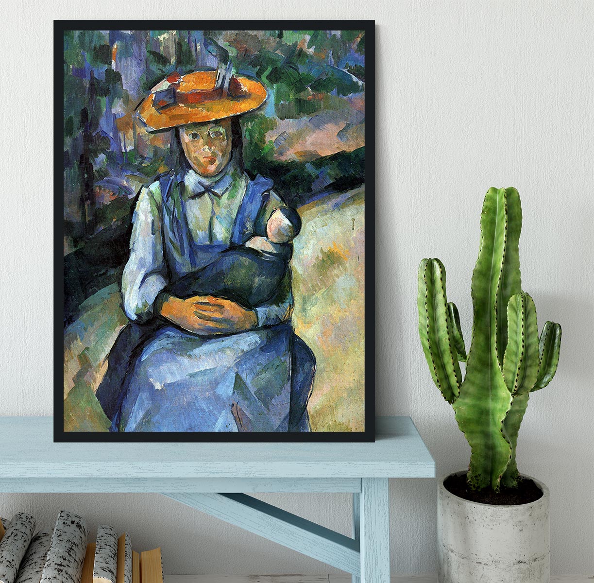 Girl with Doll by Cezanne Framed Print - Canvas Art Rocks - 2