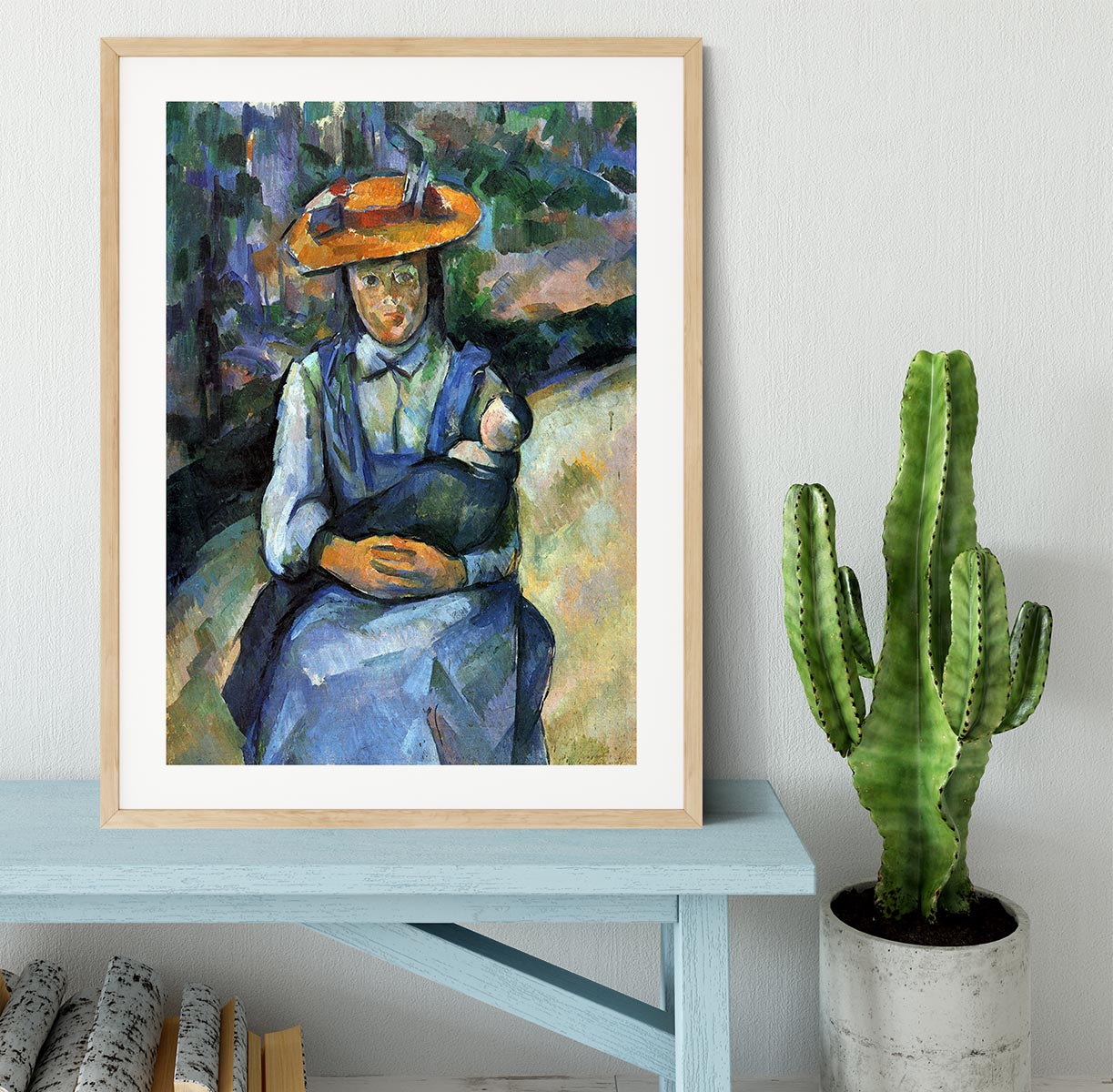 Girl with Doll by Cezanne Framed Print - Canvas Art Rocks - 3