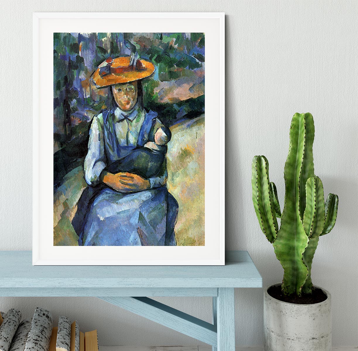 Girl with Doll by Cezanne Framed Print - Canvas Art Rocks - 5