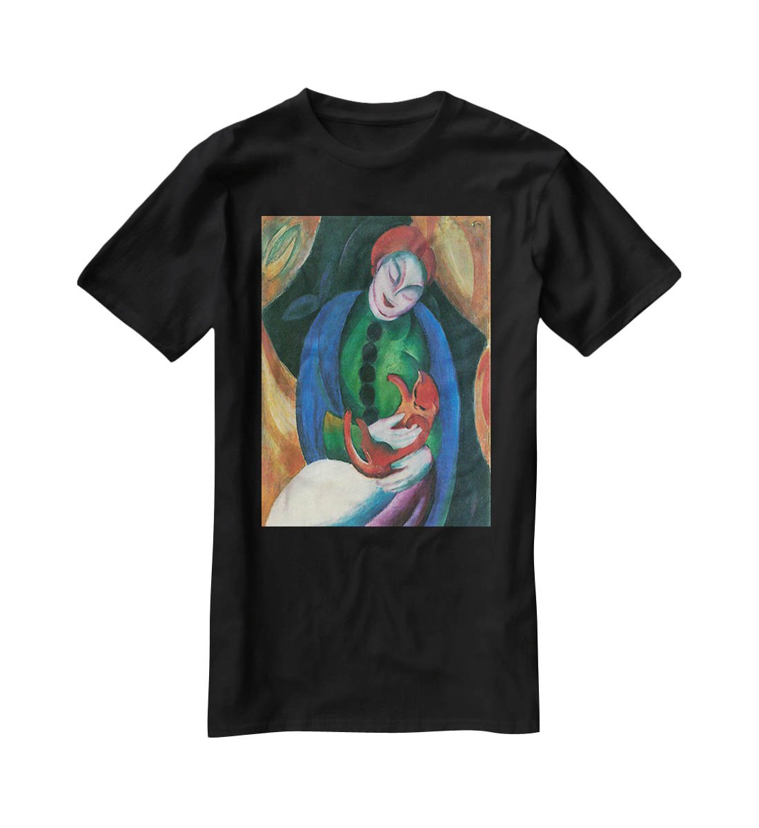 Girl with a Cat II by Franz Marc T-Shirt - Canvas Art Rocks - 1