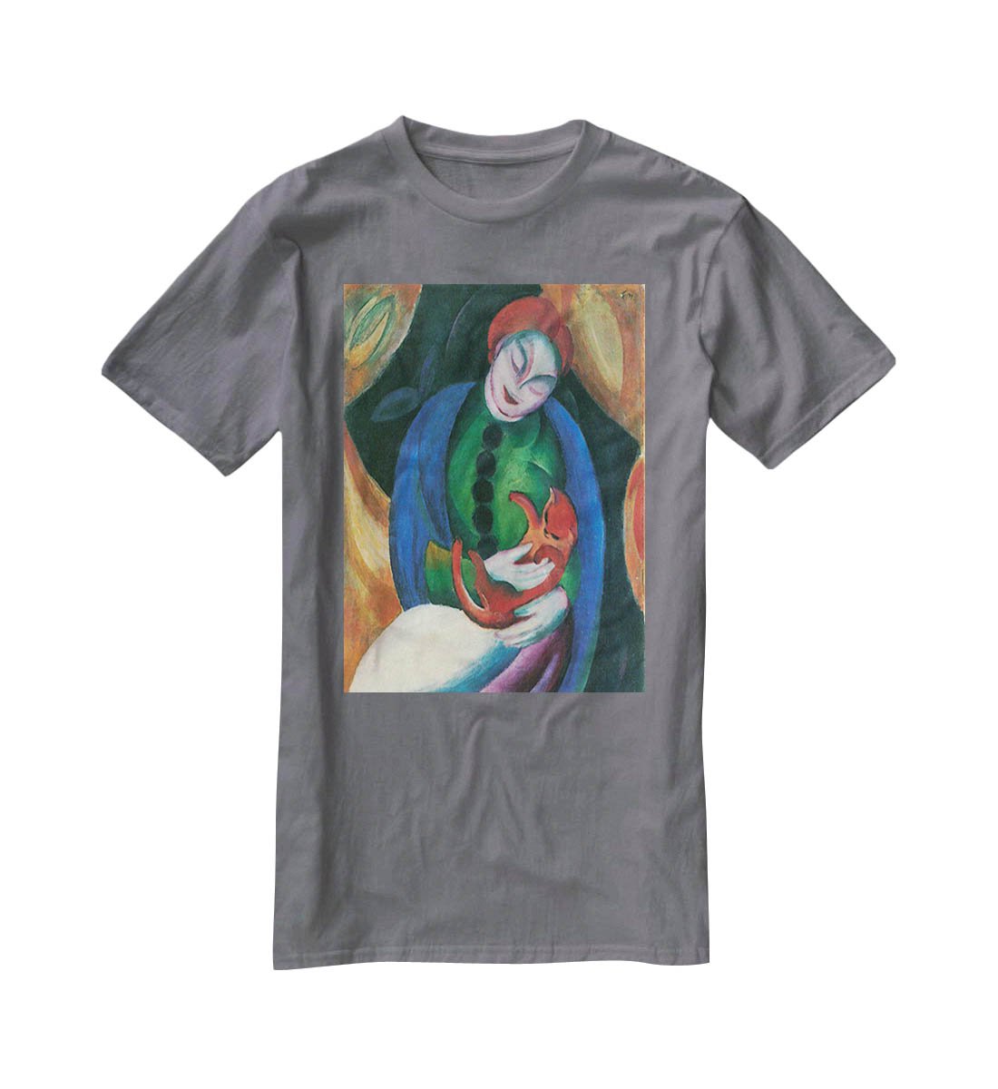 Girl with a Cat II by Franz Marc T-Shirt - Canvas Art Rocks - 3