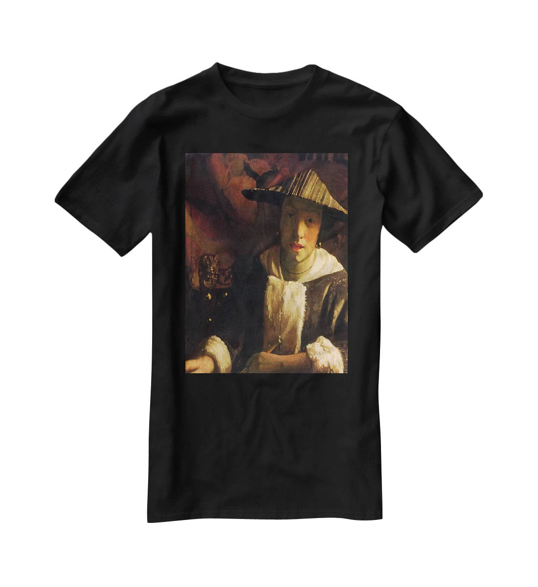 Girl with a flute by Vermeer T-Shirt - Canvas Art Rocks - 1