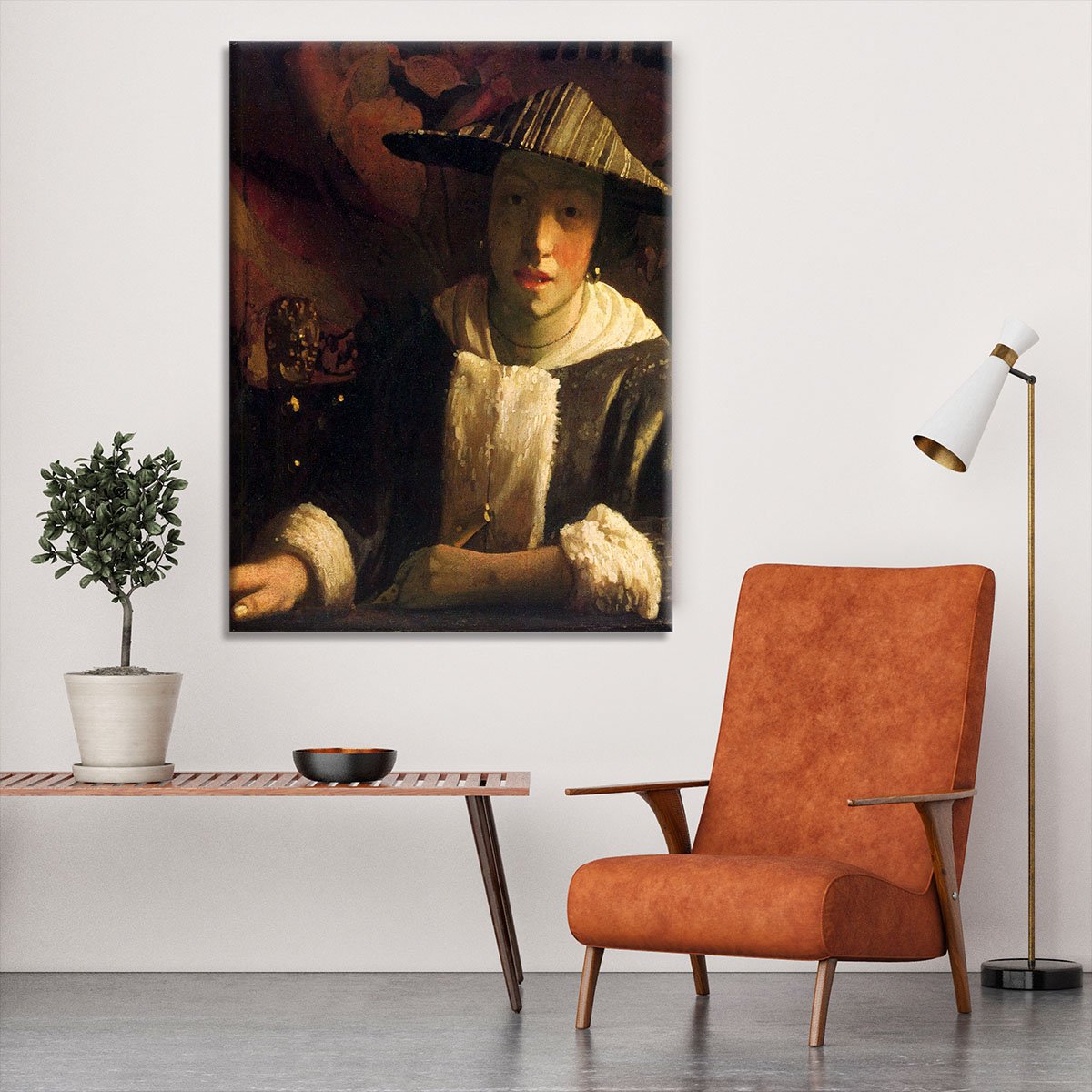Girl with a flute by Vermeer Canvas Print or Poster