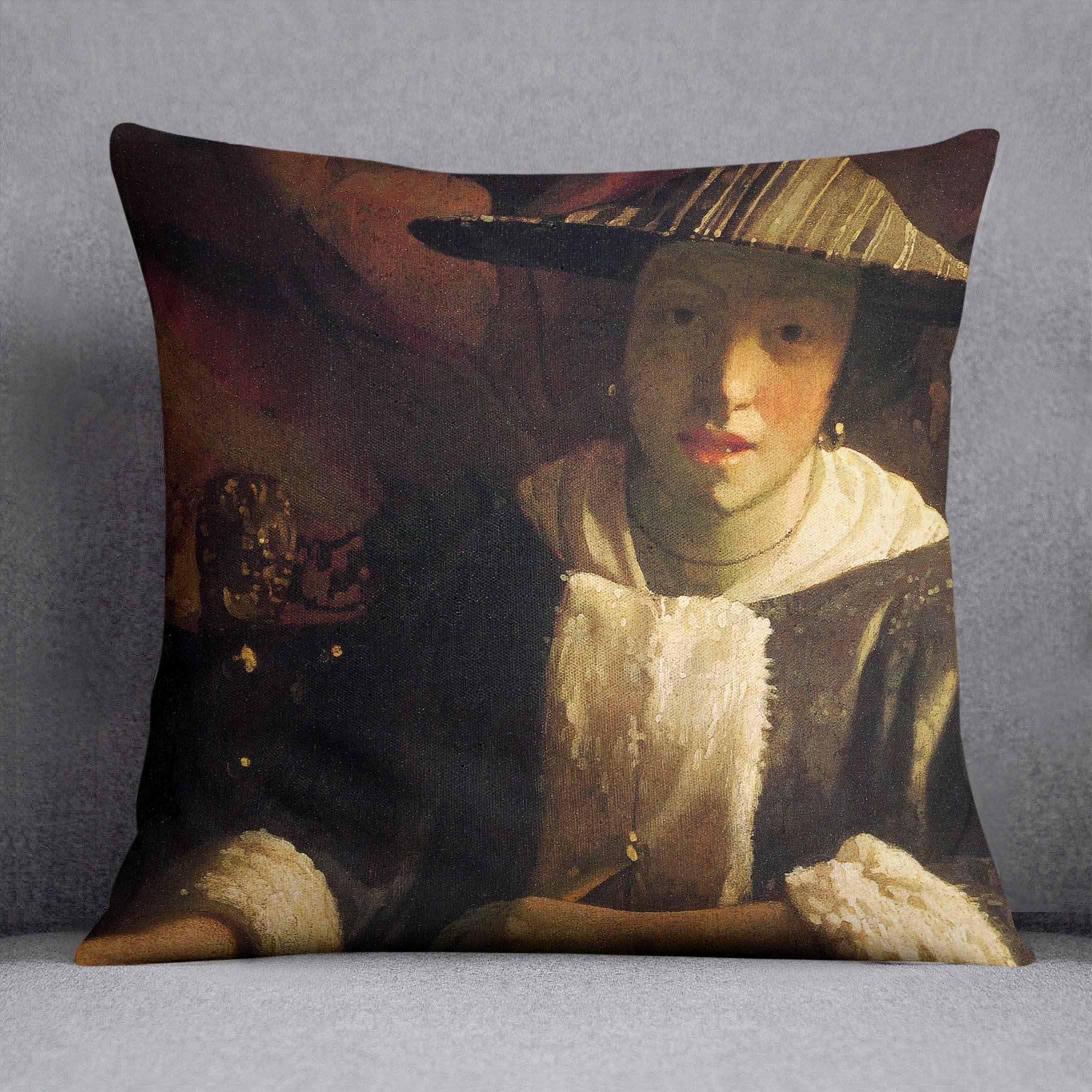 Girl with a flute by Vermeer Cushion