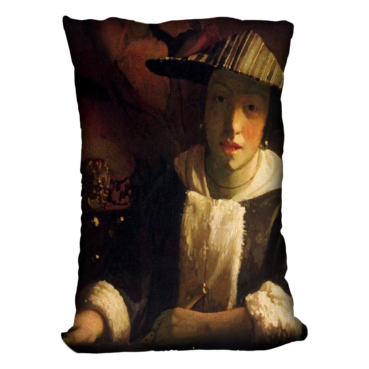 Girl with a flute by Vermeer Cushion