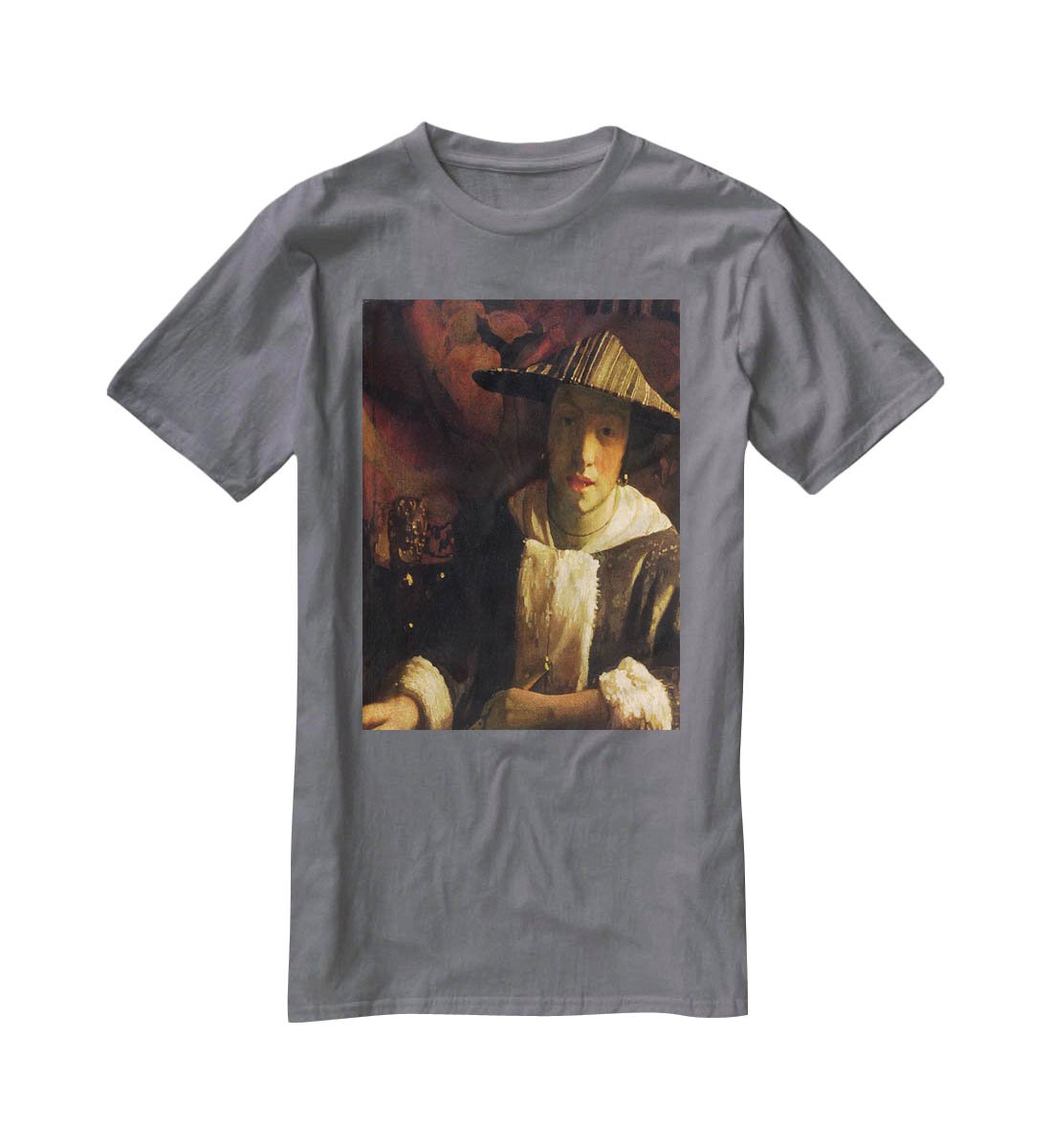 Girl with a flute by Vermeer T-Shirt - Canvas Art Rocks - 3