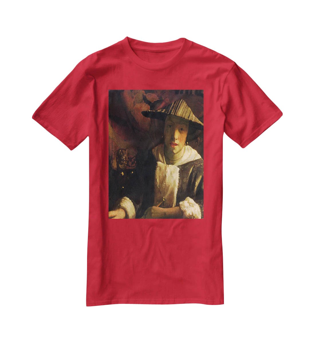 Girl with a flute by Vermeer T-Shirt - Canvas Art Rocks - 4