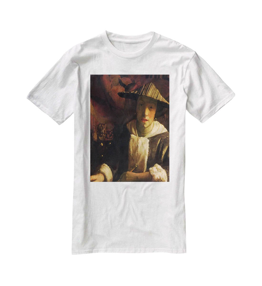 Girl with a flute by Vermeer T-Shirt - Canvas Art Rocks - 5