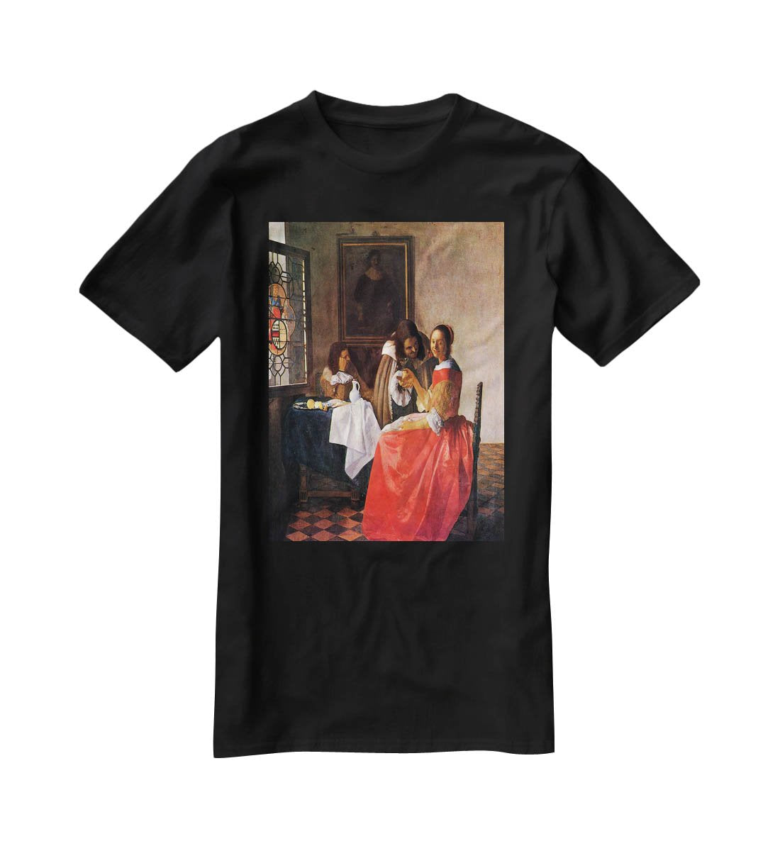 Girl with a wine glass by Vermeer T-Shirt - Canvas Art Rocks - 1