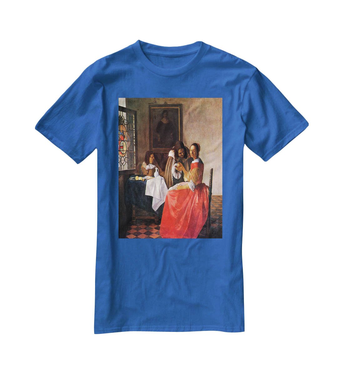 Girl with a wine glass by Vermeer T-Shirt - Canvas Art Rocks - 2